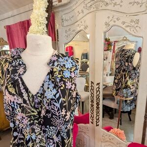 Calvin Klein Black and Cream Floral Dress